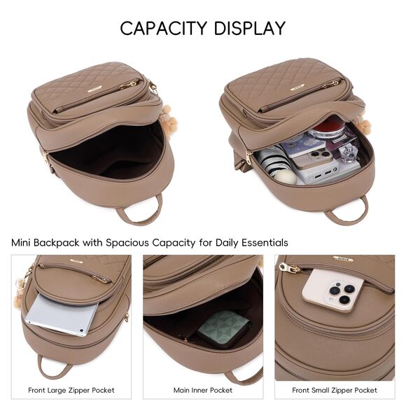 9095 Mini Leather Backpack Purse  Small Backpack Purse with Cartoon Charm main image 7